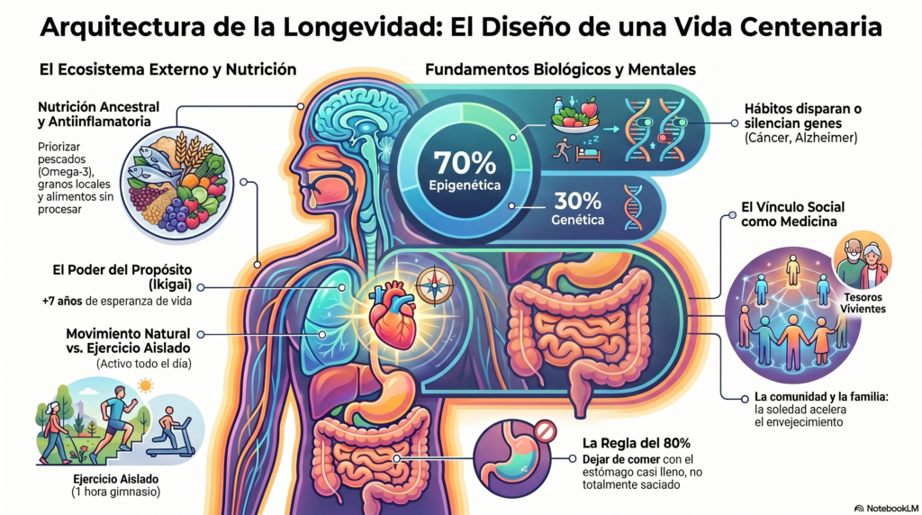 infografía sobre longevidad y zonas azules
